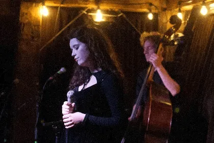 Stephanie in concert at Skinny Pancake (photo by Lara Bogdanovich)