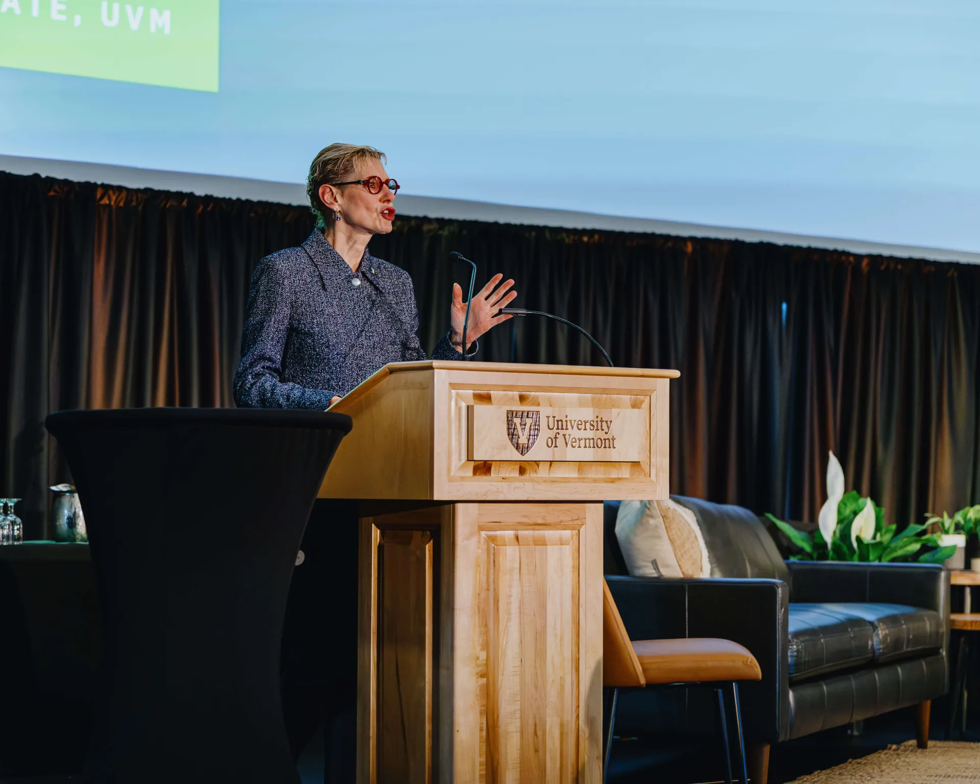 President Marlene Tromp speaking to crowd