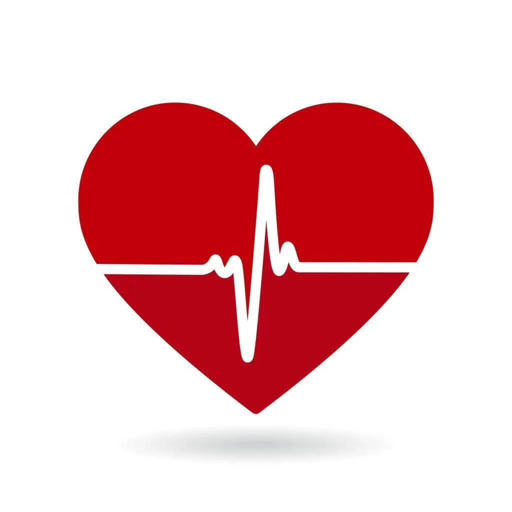 Red heart on a white background with a white EKG strip running through it.