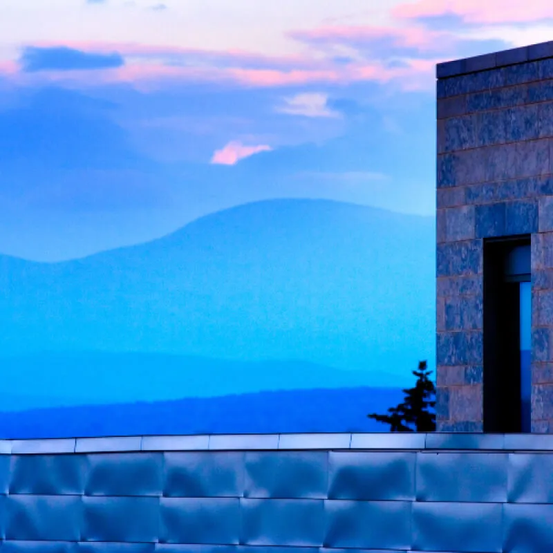 mountains in a blue tinted scene