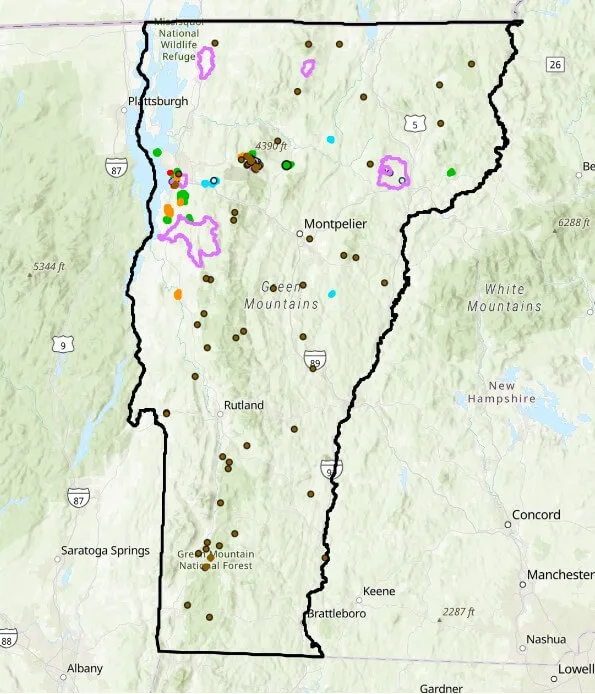 A screenshot of the UVM FieldLabs map