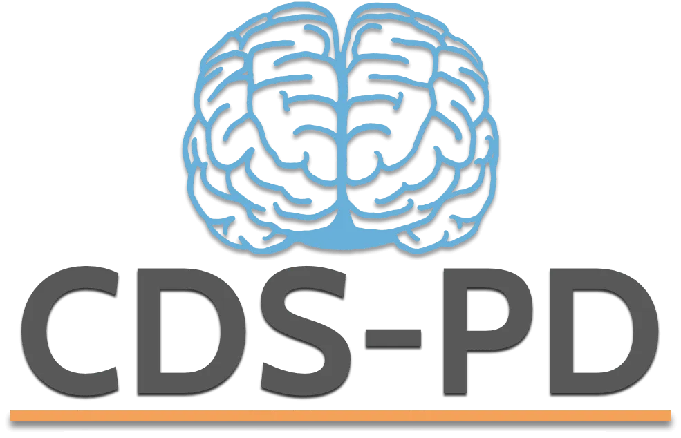 CDS-PD logo shows a drawing of a brain