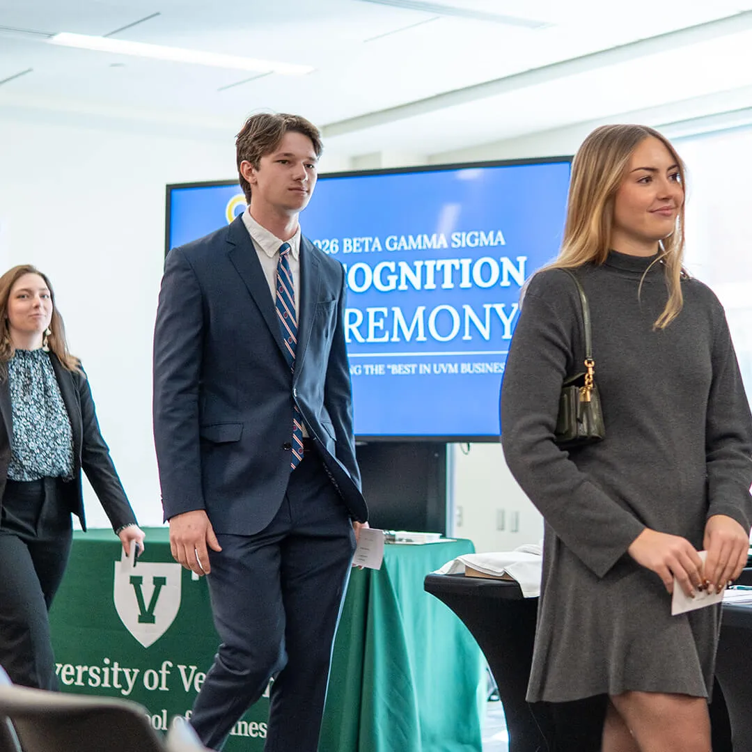 Members of the Beta Gamma Sigma society enter the induction and awards ceremony