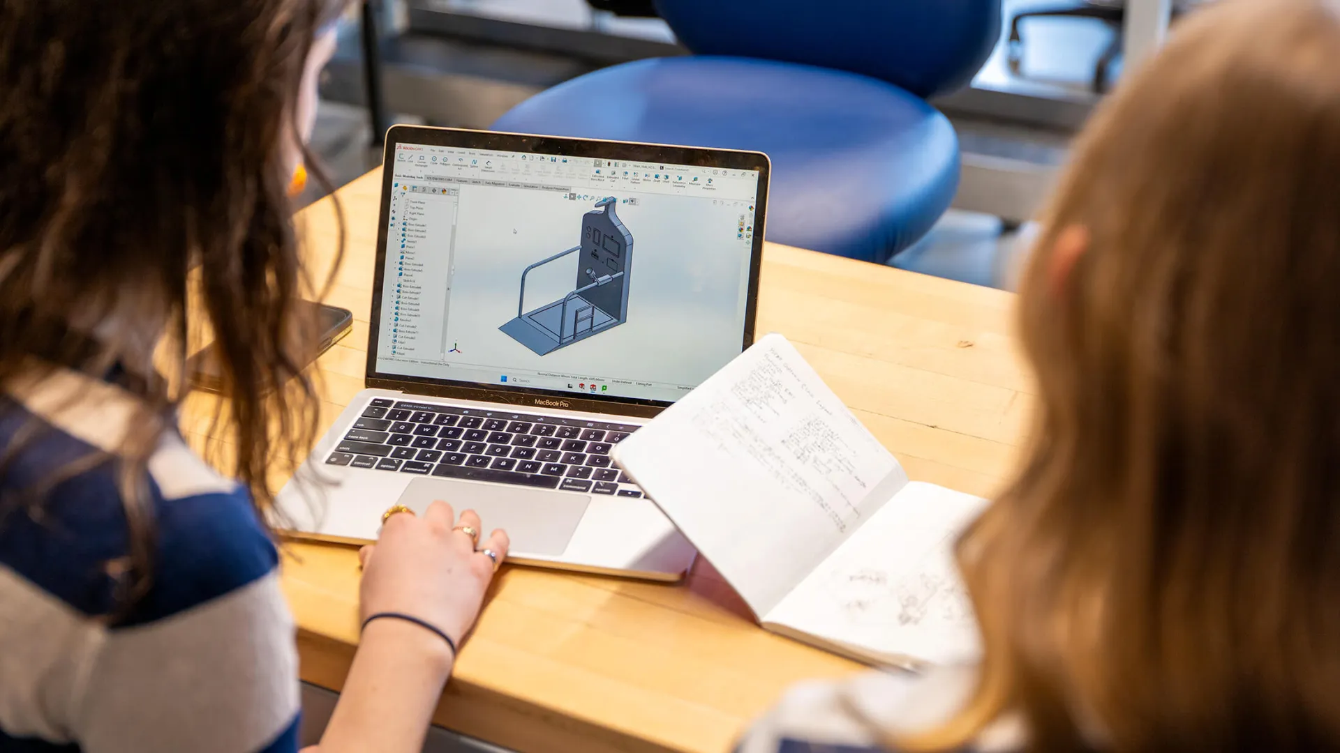 Students work on an engineering design project in UVM's Center for Biomedical Innovation