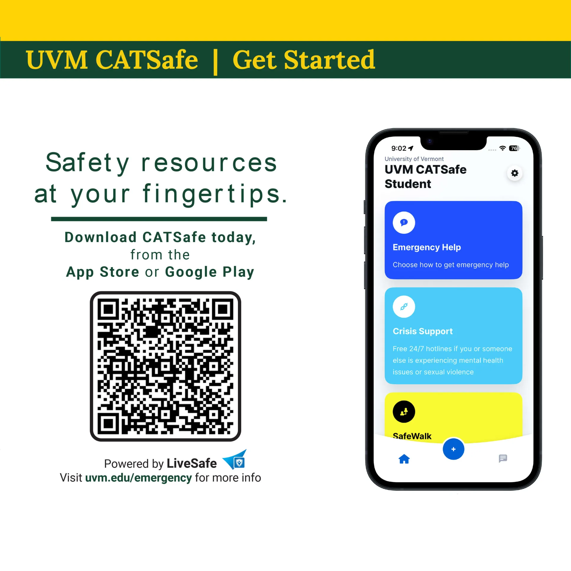 Safety resources at your fingertips. Download CATSafe today from the App Store or Google Play.