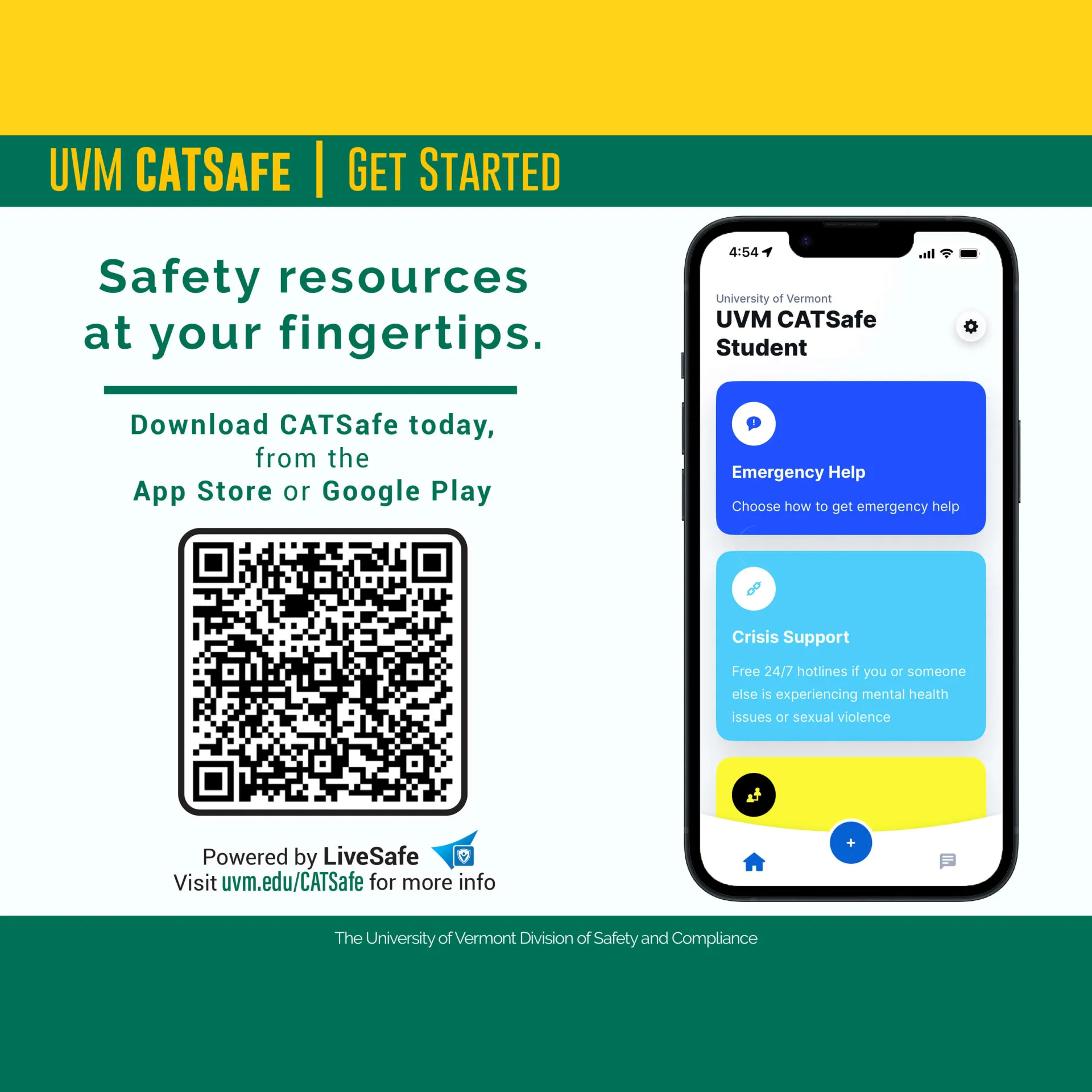 Safety resources at your fingertips. Download CATSafe today from the App Store or Google Play.