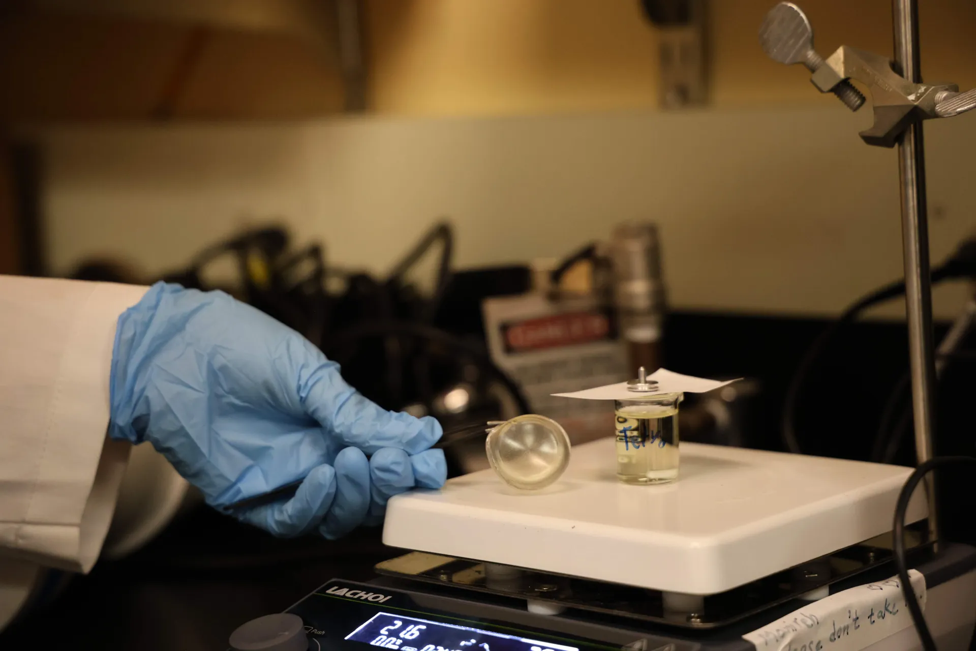 Lab technician works to develop sensors to measure contaminants 