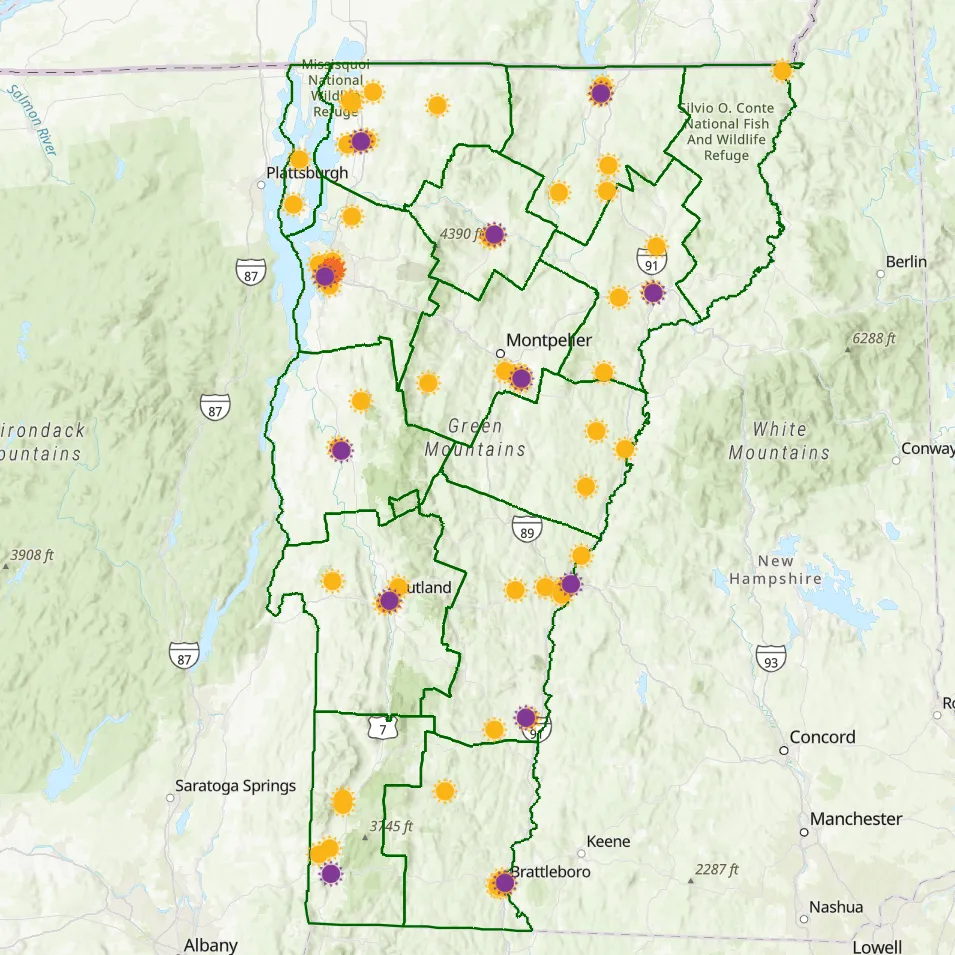 Map of free sunscreen dispensers