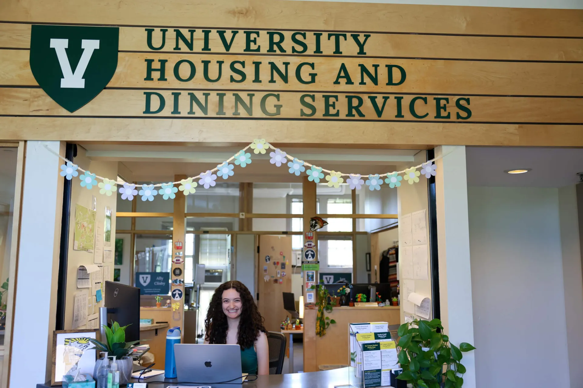 student worker at desk