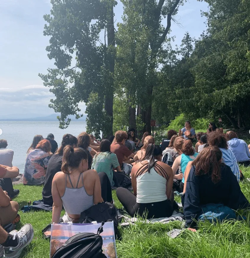 people sitting outside