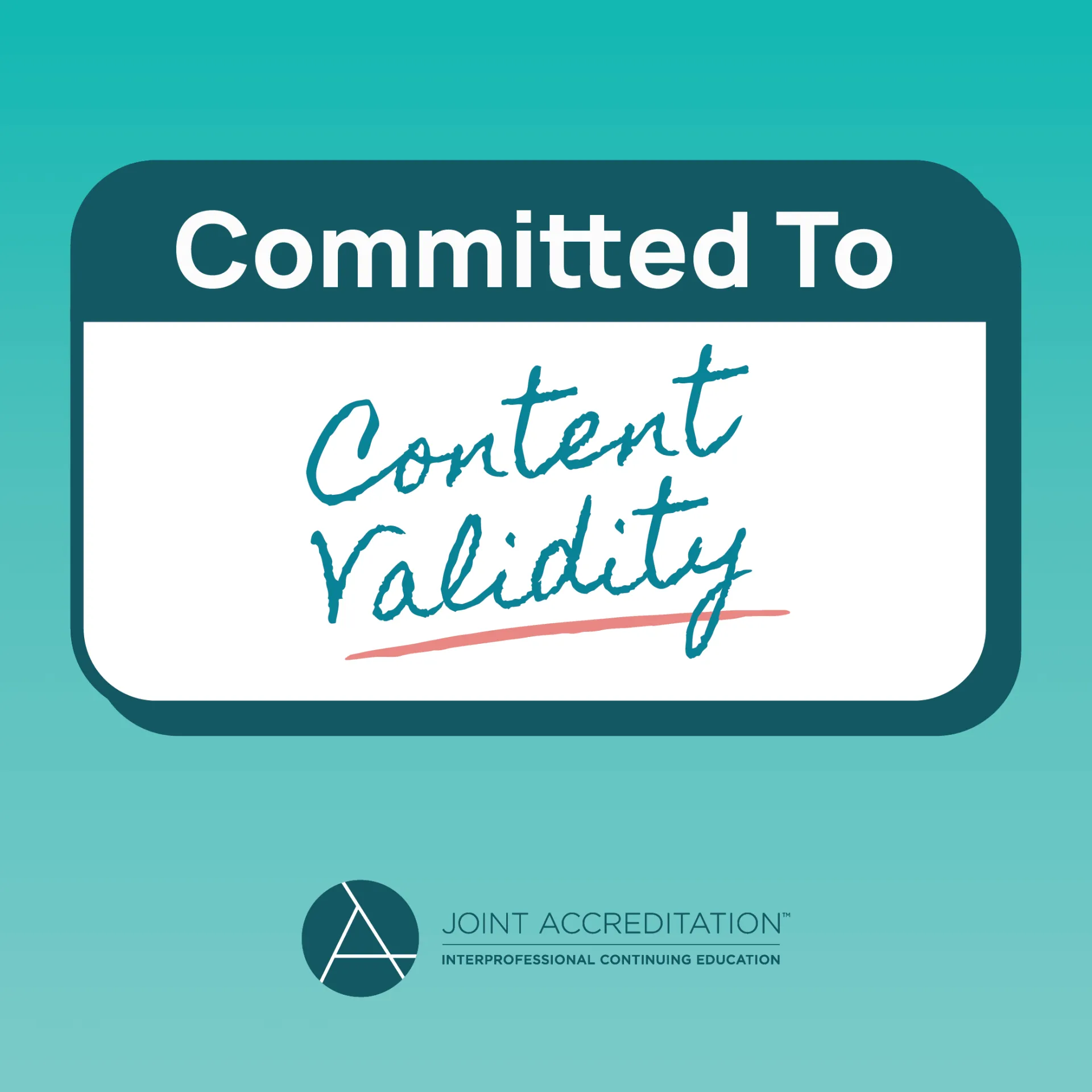 Cartoon of a name tag that says Committed to Content Validity