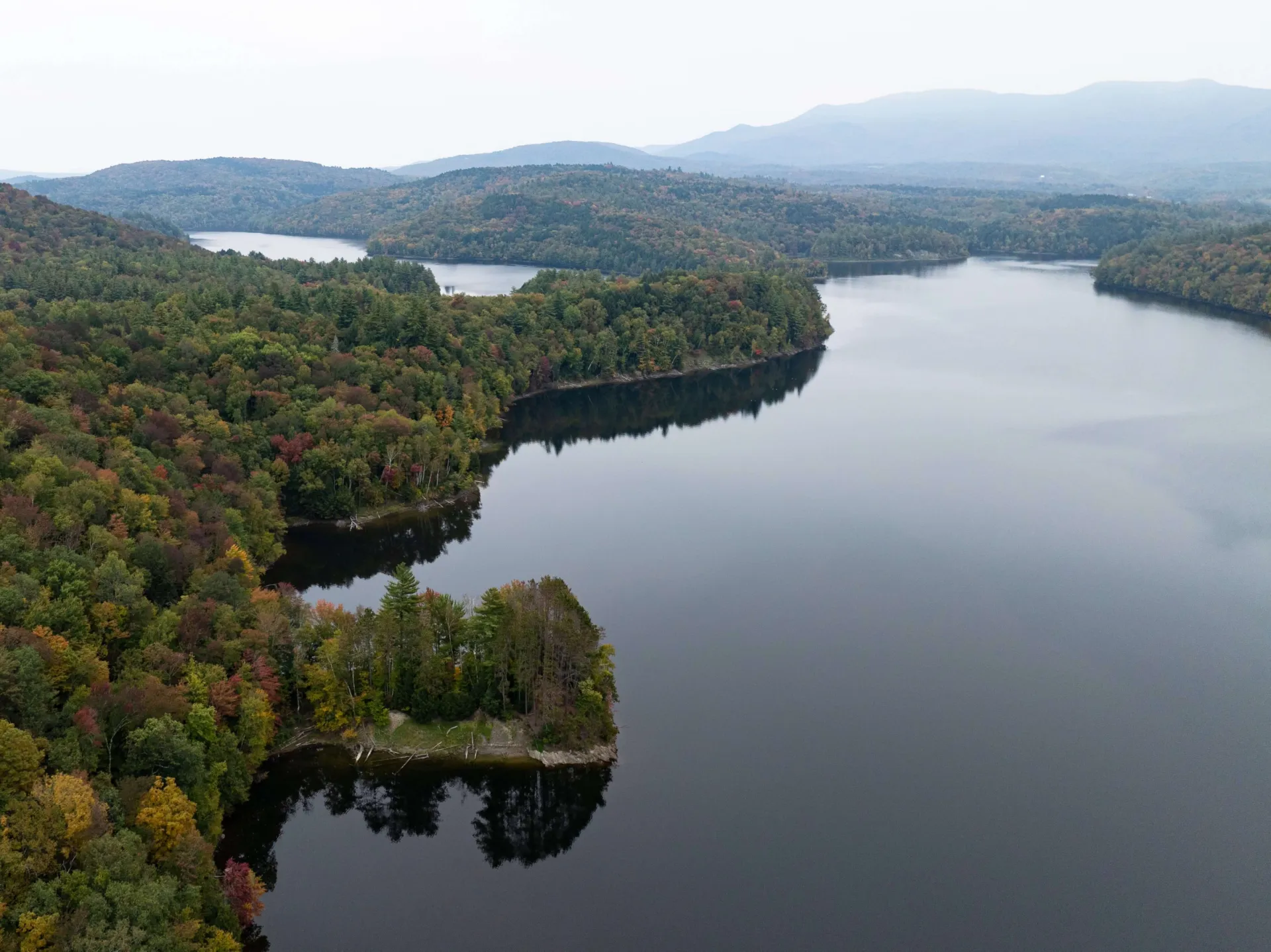 Decorative. Lake and mountains in Vermont
