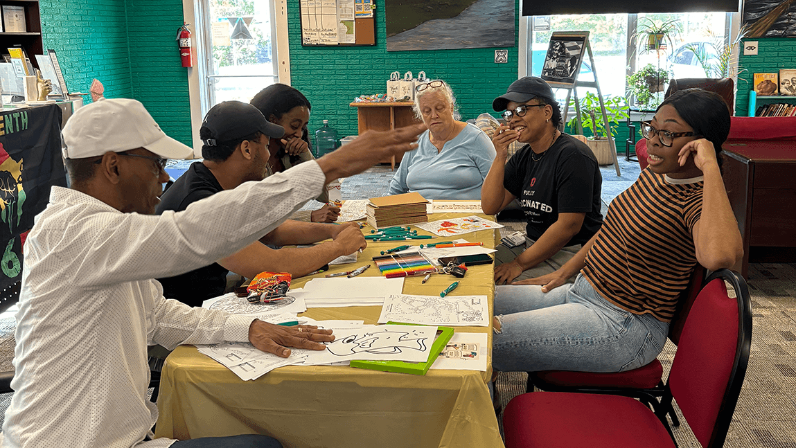 Group of people sitting around a table