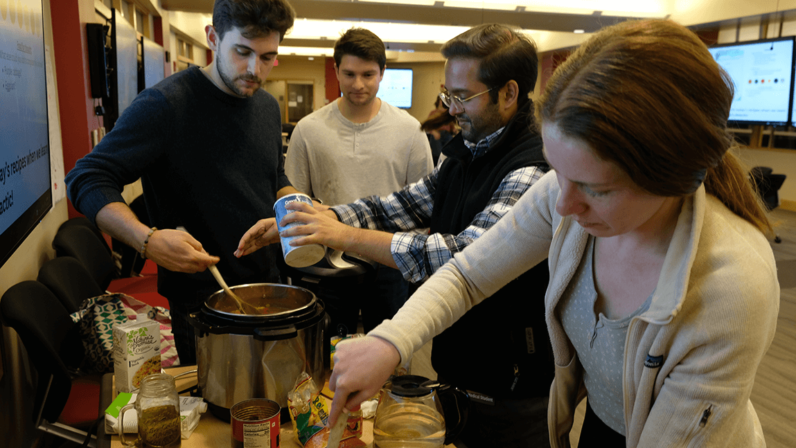 Students making food