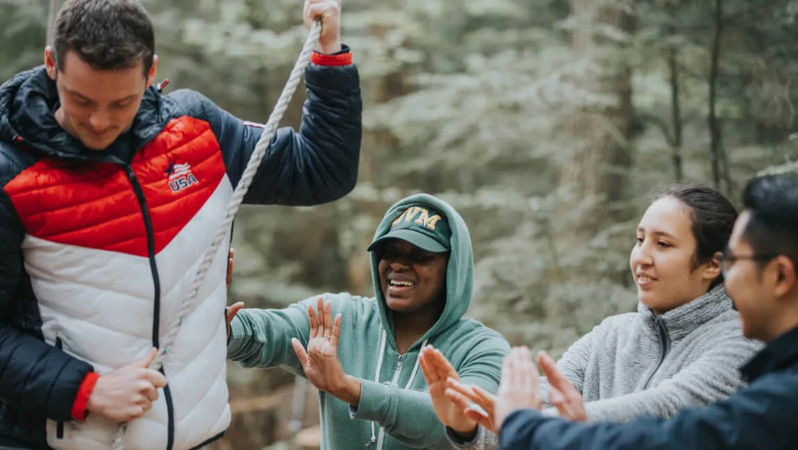 group playing outdoor game