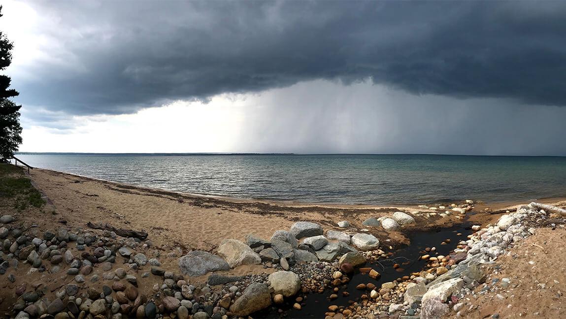 A storm rolls over Lake Superior