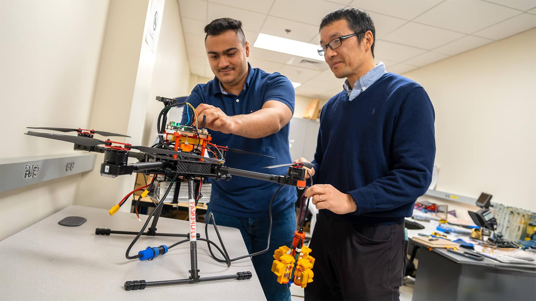 Electrical Engineering Ph.D. student Soheyl Faghir Hagh and Professor Tian Xia share the technology behind their revolutionary new drone with real-time water monitoring capabilities. 