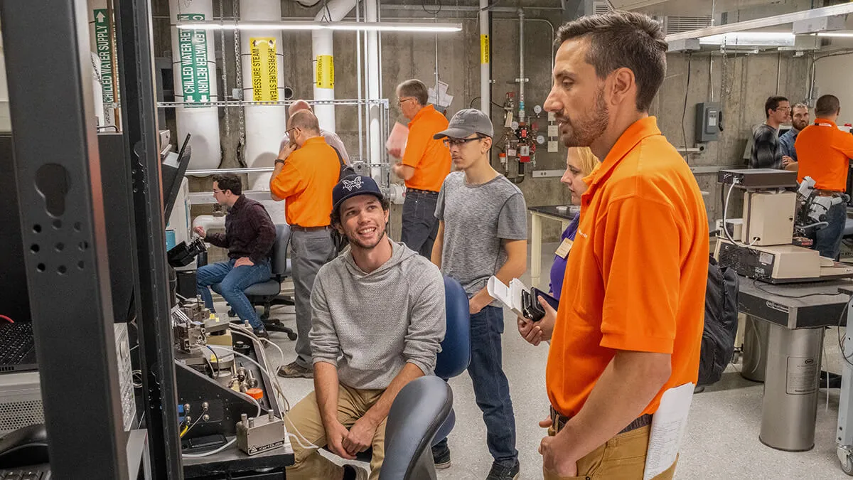 GlobalFoundries employees are provided a tour of UVM's Device Characterization Teaching Lab