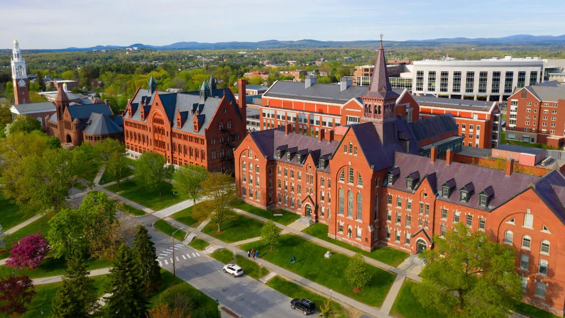 Aerial view of UVM campus