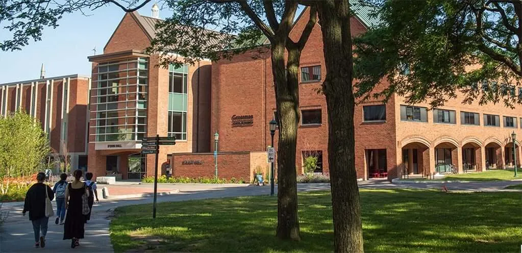Kalkin Hall at the University of Vermont in the summer