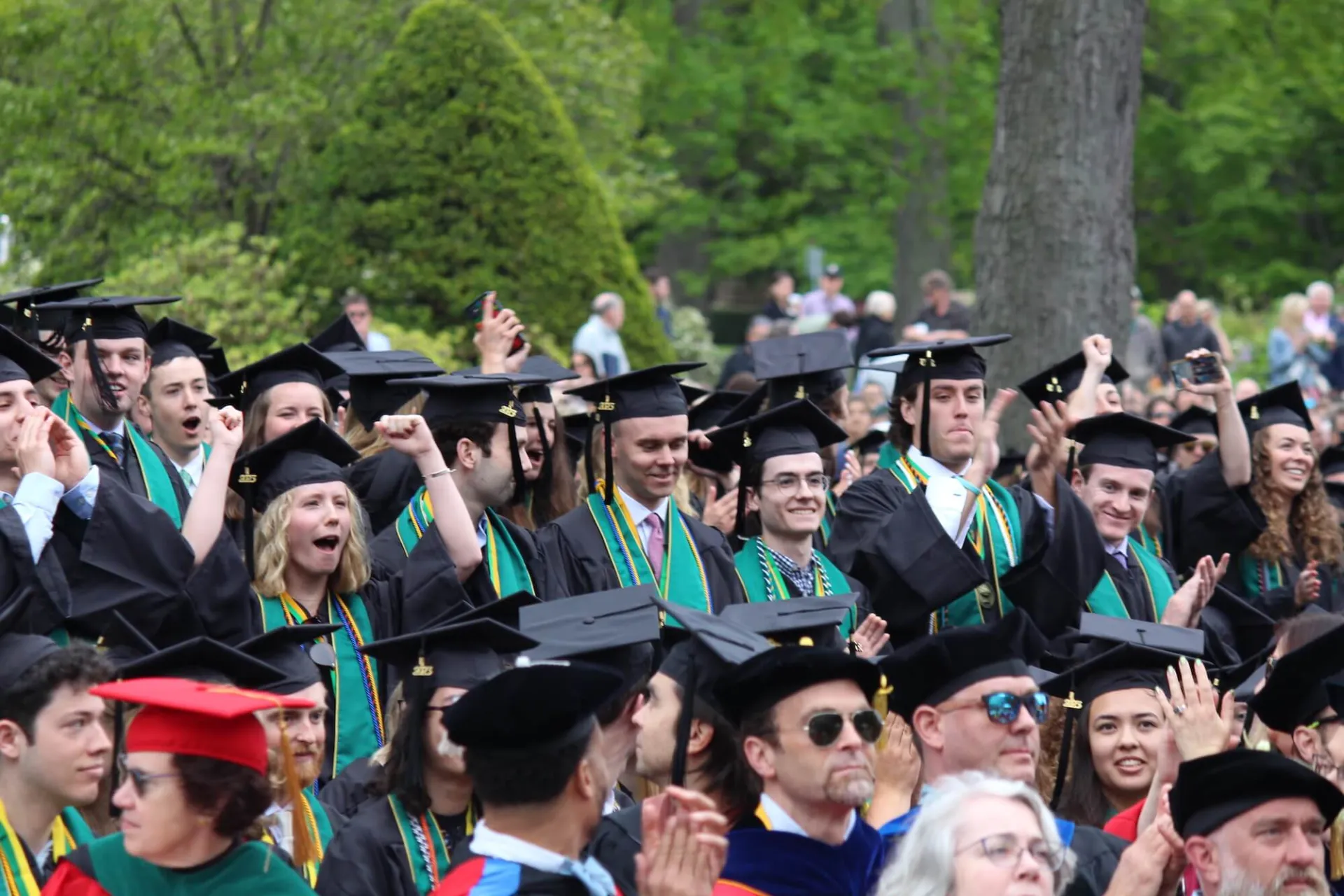 GSB soon-to-be graduates stand at the 222nd University of Vermont Commencement Ceremony