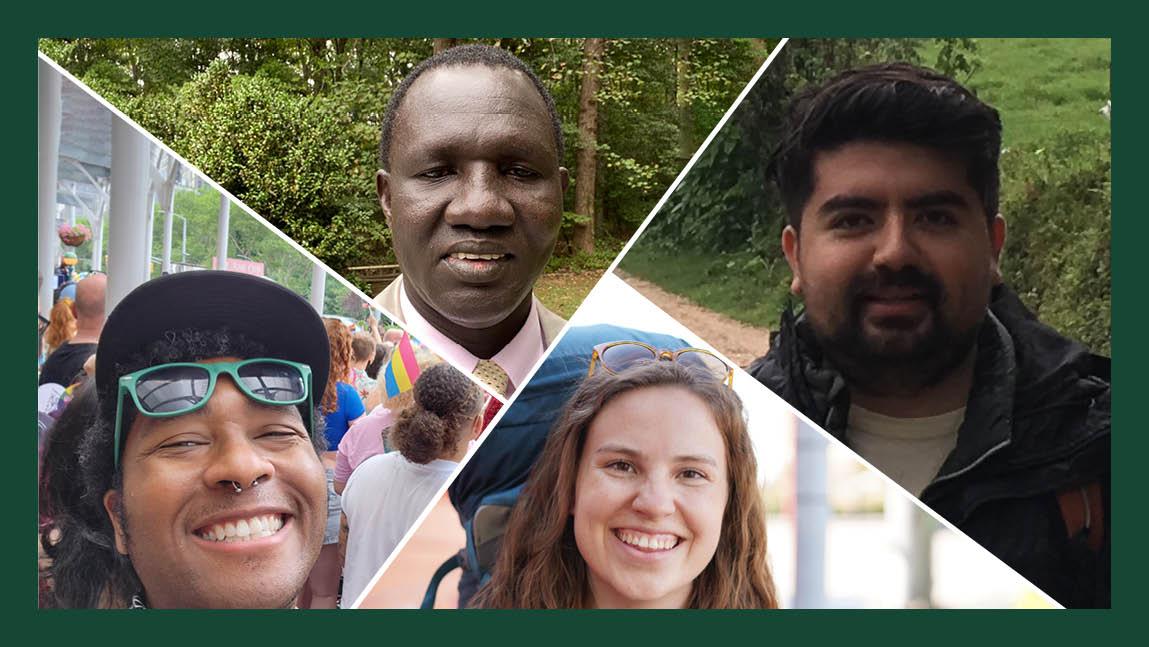 A composite of four people
