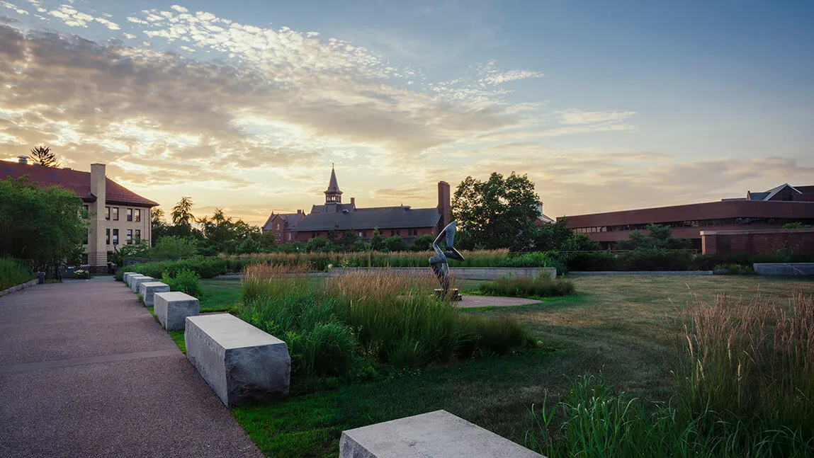 view of sunset from the davis center