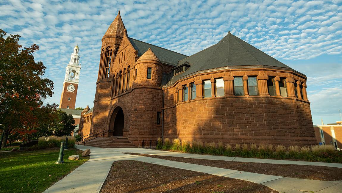 billings library with blue sky and clouds