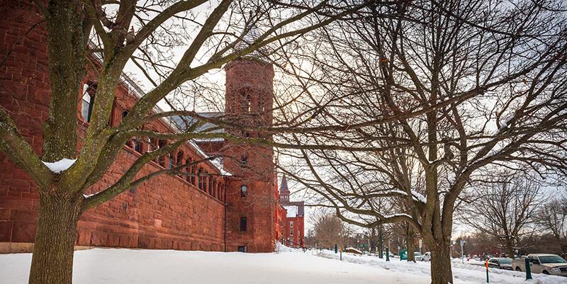 snowy campus scene