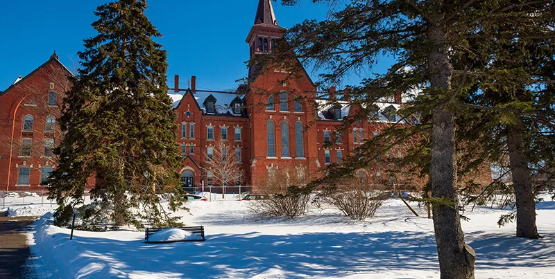 blue sky winter campus