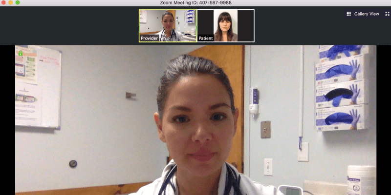 Nurse practitioner Jennifer Allaire, a clinical instructor in UVM’s nursing program, meets remotely with a patient using internet video. (courtesy photo)