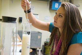 UVM Student in lab
