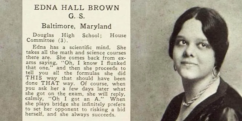 Ariel 1930 yearbook page, featured Edna Hall Brown