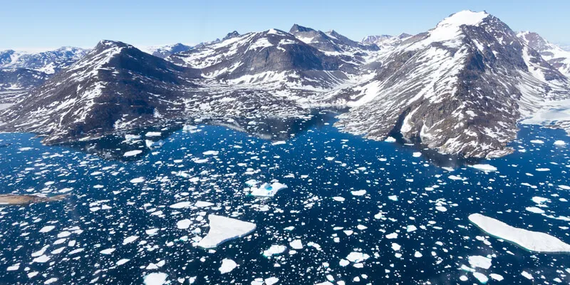 Greenland ice and mountains