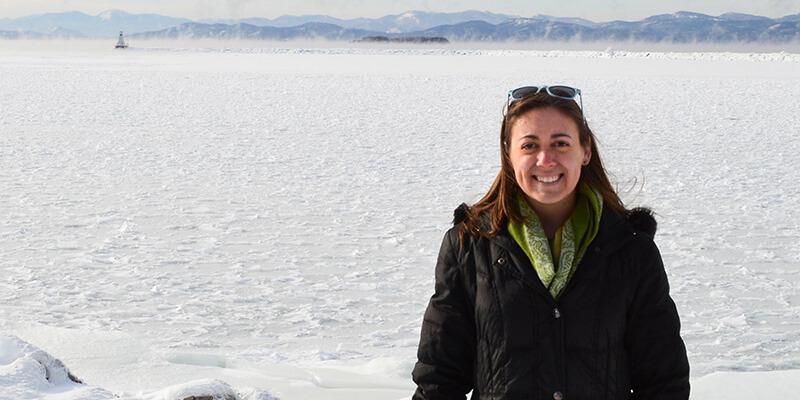 Hannah Lachance and Lake Champlain in winter