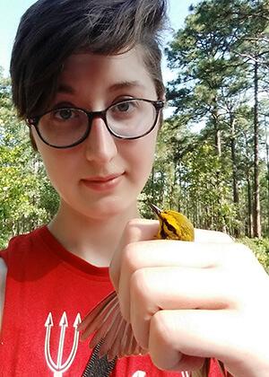 Rubenstein School undergraduate student Jessica Mailhot will use funding from her Ian A. Worley Award to combine her passion as an environmental scientist with her talent as an artist to model and express songbird abilities to adapt to climate change.
