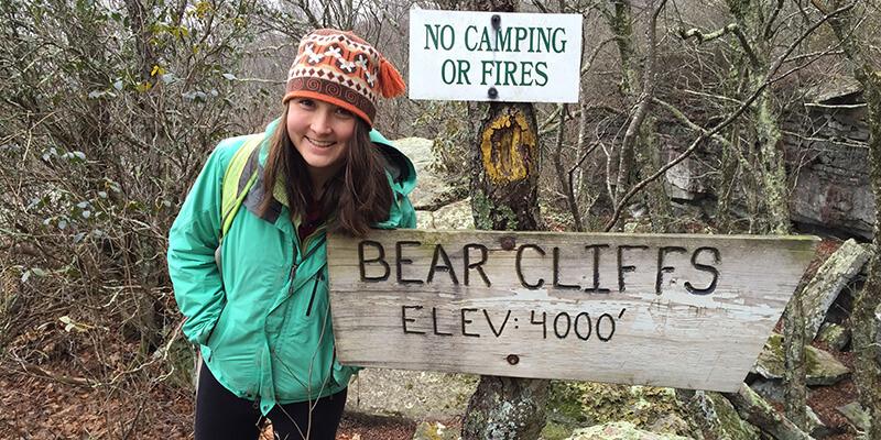 Katlyn Williard on hiking trail