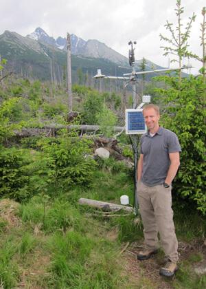 Bill Keeton visits a carbon flux monitoring station at the base of the Tatras Mountains in Slovakia