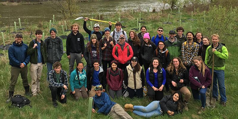 Restoration Ecology class along river bank