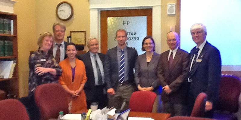Professor Bill Keeton (center) with members of VT Legislature, including alum Kesha Ram (NR '08) (2nd from left) 