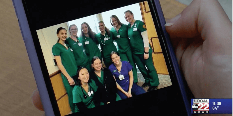 Nursing students from the class of 2020, as seen on Kelsey White’s phone prior to the COVID-19 pandemic.