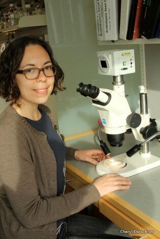 woman at microscope