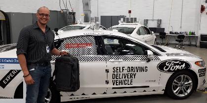 Graduate student intern with Ford Motors self-driving vehicle