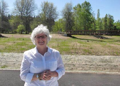 Maggie Skenderian at the restored Foster Floodplain in Portland, Oregon