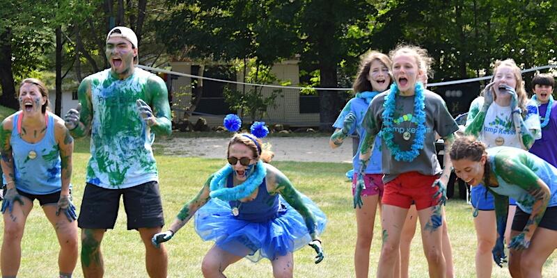 Marshall Murphy with participants at Camp Kesem, a free summer camp for kids impacted by a parent's cancer. 