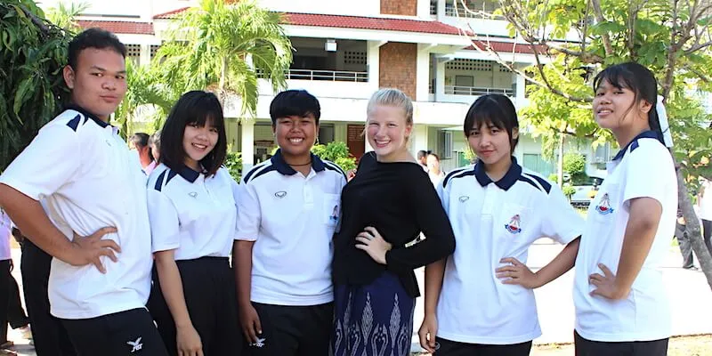 Meg Ziegler with Thai students