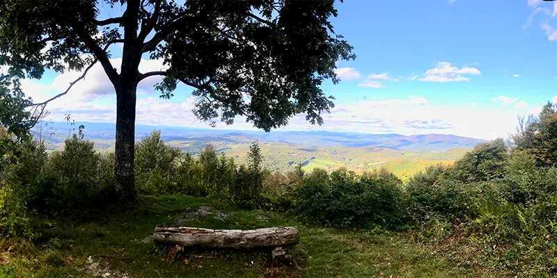 View of valley and mountains from vista point