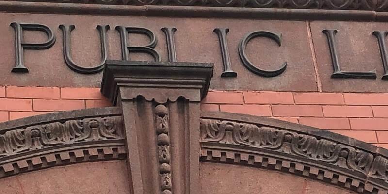 Detail of stone facade of Randolph library