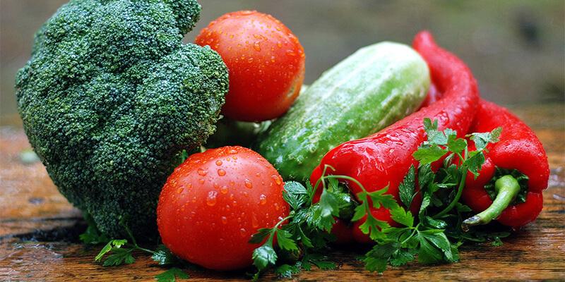 Fresh vegetables on a wood table