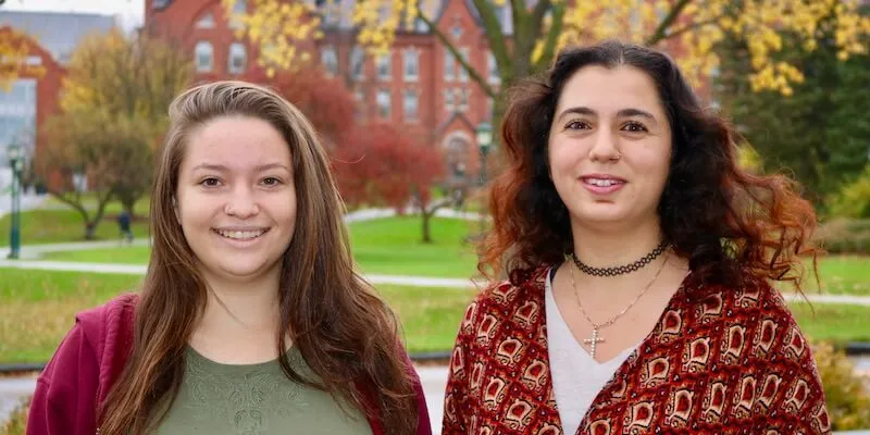 UVM Social Work students Shaya Ginsberg (left) and Diana Allos (right), recipients of the 2017-2018 Lara Sobel Memorial Scholarship award from NASW-VT.